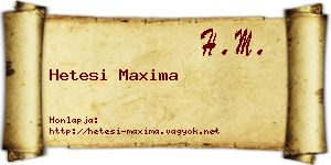 Hetesi Maxima névjegykártya